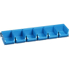 Stacking boxes 6 512x165x75mm blue with metal suspension rail